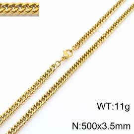 500X3.5mm Gold-Plated Stainless Steel Cuban Chain Necklace