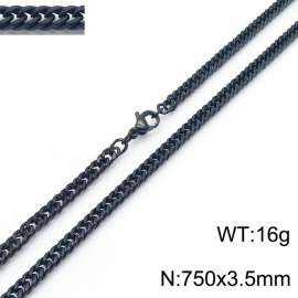 750X3.5mm Black-Plated Stainless Steel Cuban Chain Necklace