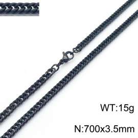 700X3.5mm Black-Plated Stainless Steel Cuban Chain Necklace