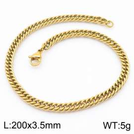 200X3.5mm Gold-Plated Stainless Steel Cuban Chain Bracelet