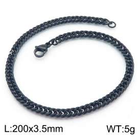 200X3.5mm Black-Plated Stainless Steel Cuban Chain Bracelet