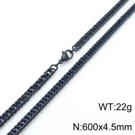 600X4.5mm Black-Plated Stainless Steel Cuban Chain Necklace