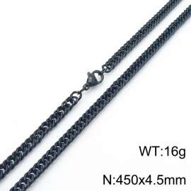 450X4.5mm Black-Plated Stainless Steel Cuban Chain Necklace