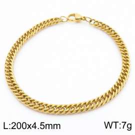 200X4.5mm Gold-Plated Stainless Steel Cuban Chain Bracelet