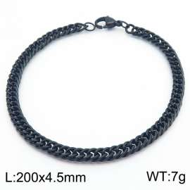 200X4.5mm Black-Plated Stainless Steel Cuban Chain Bracelet