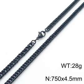 750X4.5mm Black-Plated Stainless Steel Cuban Chain Necklace