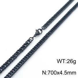 700X4.5mm Black-Plated Stainless Steel Cuban Chain Necklace