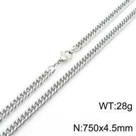 750X4.5mm Stainless Steel Cuban Chain Necklace