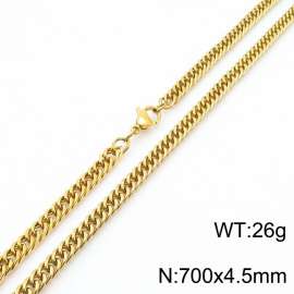 700X4.5mm Gold-Plated Stainless Steel Cuban Chain Necklace