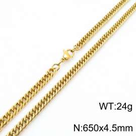 650X4.5mm Gold-Plated Stainless Steel Cuban Chain Necklace