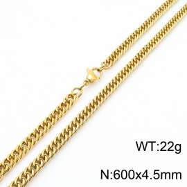 600X4.5mm Gold-Plated Stainless Steel Cuban Chain Necklace