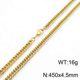 450X4.5mm Gold-Plated Stainless Steel Cuban Chain Necklace