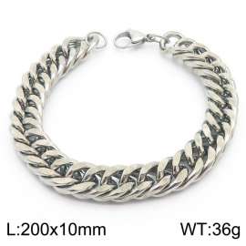 10mm Stainless Steel Cuban Chain Bracelet Silver Color