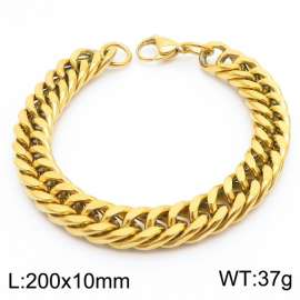 10mm Stainless Steel Cuban Chain Bracelet Gold Color