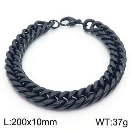 10mm Stainless Steel Cuban Chain Bracelet Black Color