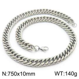 10mm 750mm Stainless Steel Cuban Chain Necklace Silver Color