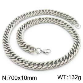 10mm 700mm Stainless Steel Cuban Chain Necklace Silver Color