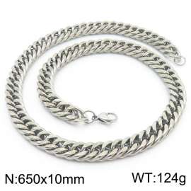 10mm 650mm Stainless Steel Cuban Chain Necklace Silver Color