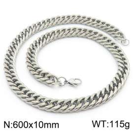 10mm 600mm Stainless Steel Cuban Chain Necklace Silver Color