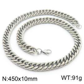 10mm 450mm Stainless Steel Cuban Chain Necklace Silver Color