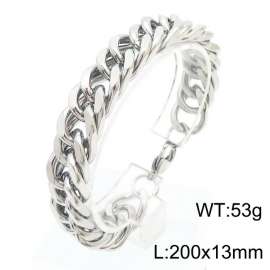 13mm Stainless Steel Cuban Chain Bracelet Silver Color