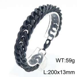 13mm Stainless Steel Cuban Chain Bracelet Black Color