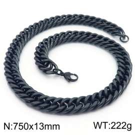 13mm 750mm Stainless Steel Cuban Chain Necklace Black Color