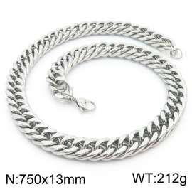 13mm 750mm Stainless Steel Cuban Chain Necklace Silver Color