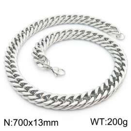 13mm 700mm Stainless Steel Cuban Chain Necklace Silver Color