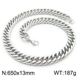 13mm 650mm Stainless Steel Cuban Chain Necklace Silver Color