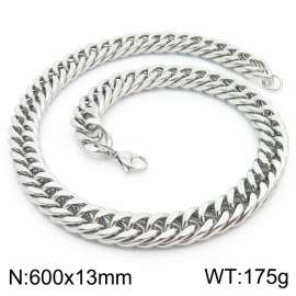 13mm 600mm Stainless Steel Cuban Chain Necklace Silver Color