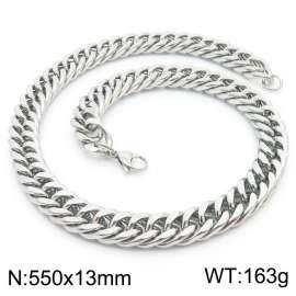 13mm 550mm Stainless Steel Cuban Chain Necklace Silver Color