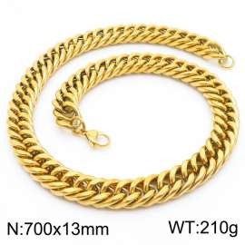 13mm 700mm Stainless Steel Cuban Chain Necklace Gold Color