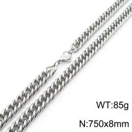 8*750mm Simple Silver Whip Chain Stainless Steel Men's and Women's Necklace