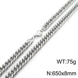 8*650mm Simple Silver Whip Chain Stainless Steel Men's and Women's Necklace