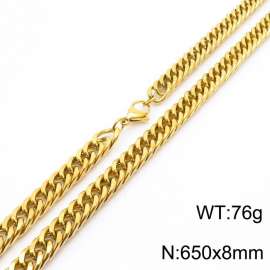 8*650mm Simple vacuum electroplated gold whip chain men's and women's stainless steel Necklace