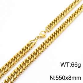 8*550mm Simple vacuum electroplated gold whip chain men's and women's stainless steel Necklace