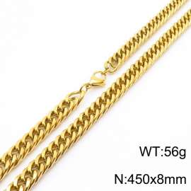 8*450mm Simple vacuum electroplated gold whip chain men's and women's stainless steel Necklace