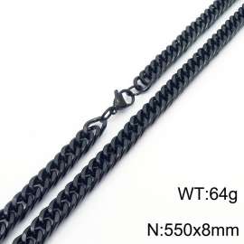 8*550mm Simple vacuum electroplated black whip chain men's and women's stainless steel Necklace