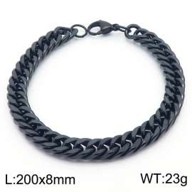 8*200mm Simple vacuum electroplated black whip chain men's and women's stainless steel bracelet