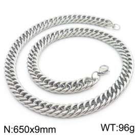 9*650mm Simple Silver Whip Chain Stainless Steel Men's Necklace