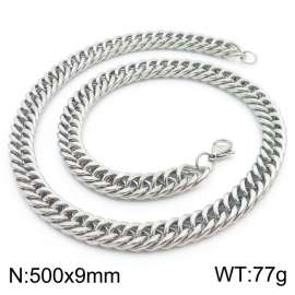 9*500mm Simple Silver Whip Chain Stainless Steel Men's Necklace