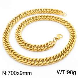 9*700mm Simple Vacuum Plating Gold Whip Chain Stainless Steel Men's Necklace