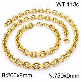 Stainless steel gold edged O-chain set