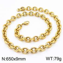 Stainless steel gold edged O-chain necklace