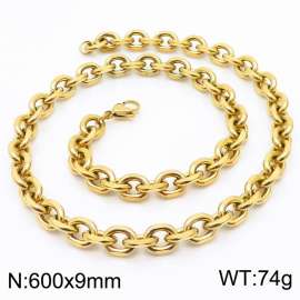 Stainless steel gold edged O-chain necklace