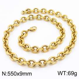 Stainless steel gold edged O-chain necklace