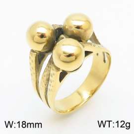 Fashion Stainless Steel Ball Ring  electroplated in 18K gold