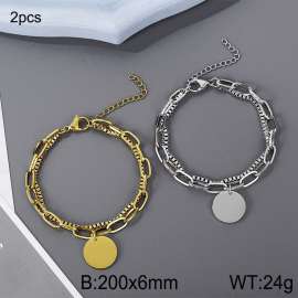 Stainless steel double-layer splicing circular pendant bracelet