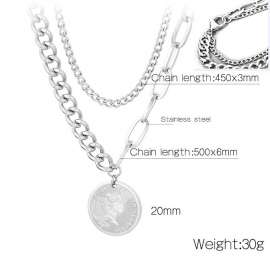 Stainless steel double layered necklace